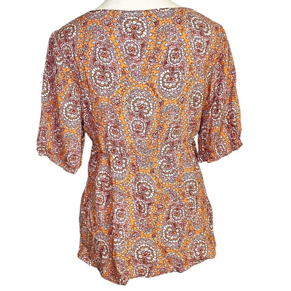 Mason & Belle Women's Paisley Print Top - Orange, Pink, and White - Picture 2 of 13